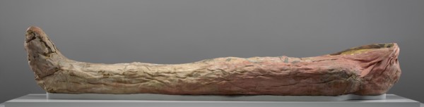 Mummy of Herakleides; Egypt; A.D. 120–140; Tempera and gilding on a wooden panel; linen and animal glue; 175.3 × 44 × 33 cm