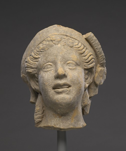 Head of a Male Banqueter; Tarentum, Taras, South Italy; 400 - 300 B.C; Terracotta; 17.5 × 14.5 × 12.6 cm