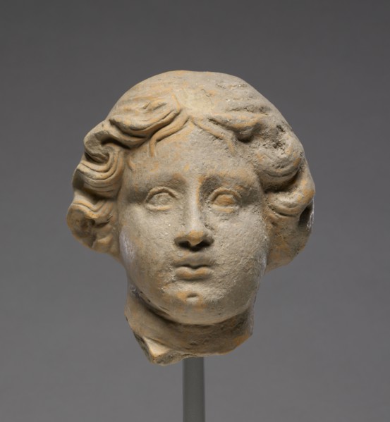 Head of a Woman; Tarentum, Taras, South Italy; 350 - 300 B.C; Terracotta; 12 × 10.3 cm, 4 3,4 × 4 1,16 in