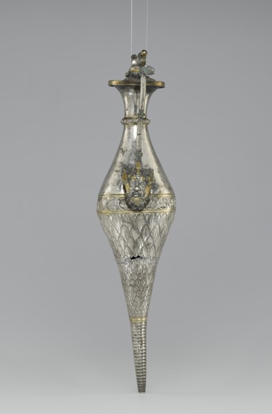 Spouted Jar with Satyr Heads; Roman Empire; 400–600; Gilded silver; 37.9 × 15 × 8.8 cm, 14 15,16 × 5 7,8 × 3 7,16 in