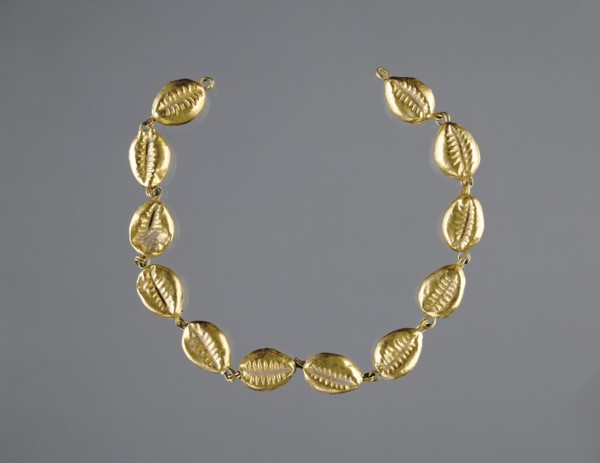 Gold Beads in the Shape of Cowrie Shells; Egypt; 220 - 100 B.C; Gold; 17 × 1.5 × 1.5 cm, 6 11,16 × 9,16 × 9,16 in