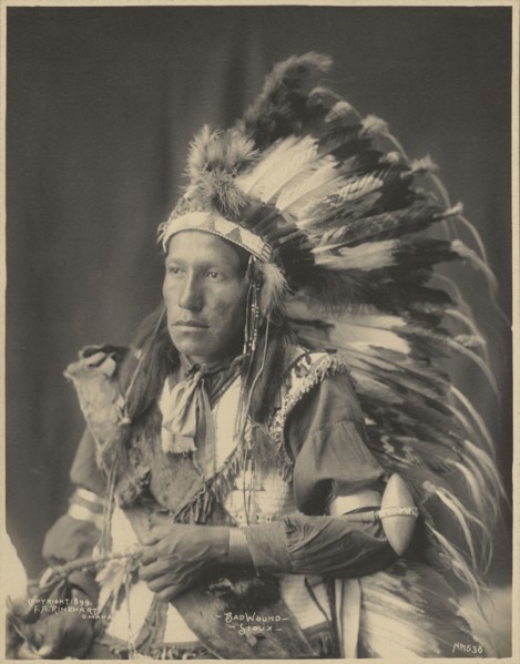 Bad Wound, Sioux; Adolph F. Muhr, American, died 1913, Frank A. Rinehart, American, 1861 - 1928, 1899; Platinum print