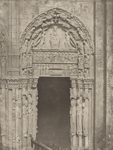 Chartres Cathedral, Royal Portal, The Incarnation Portal, South Lateral Doorway; Charles Nègre, French, 1820 - 1880, 1857