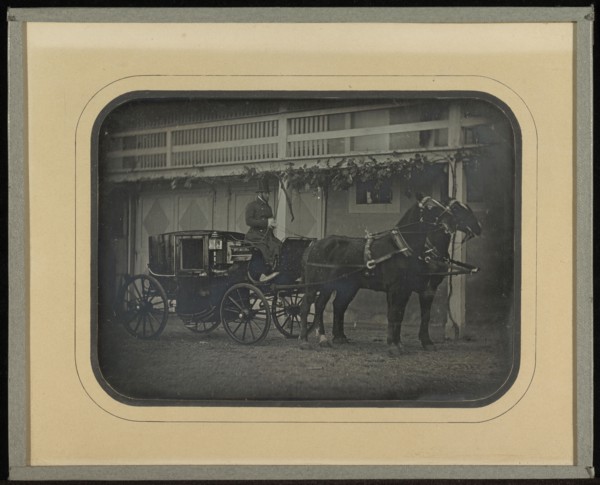 Carriage and team of two horses at Beaulieu country house of Jean-Gabriel Eynard; Jean-Gabriel Eynard, Swiss, 1775 - 1863