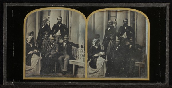 Group portrait of eight Eynard-Lullin family members; Jean-Gabriel Eynard, Swiss, 1775 - 1863, about 1852; Stereograph