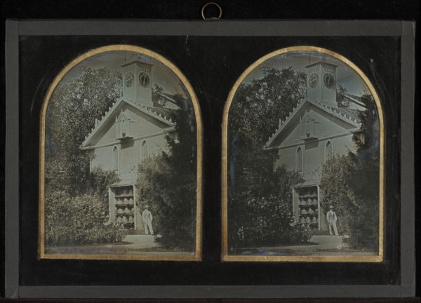 Clock Tower House with Apiary; Jean-Gabriel Eynard, Swiss, 1775 - 1863, about 1852; Stereograph, Daguerreotype