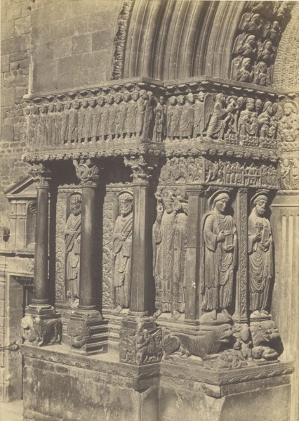 Left side of the Main Portal of Saint-Trophime with Evangelists and the Blessed, Arles; Charles Nègre, French, 1820 - 1880