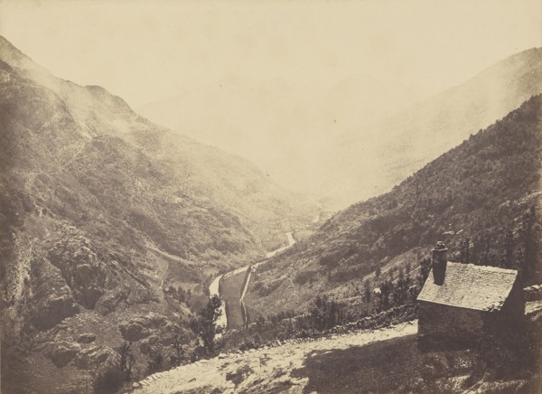 Valley landscape; Vicomte Joseph de Vigier, French, 1821 - 1862, Pyrenees, Spain; about 1853; Salted paper print; 26.9 × 37 cm
