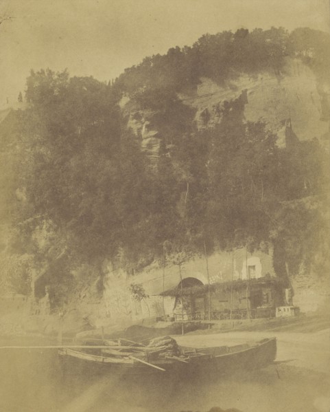 Beach Front Cafe Built into Cliff; Firmin Eugène Le Dien, French, 1817 - 1865, Possibly printed by Gustave Le Gray French