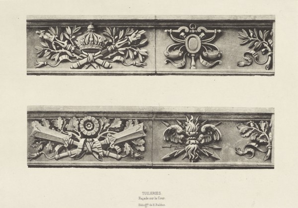 Tuileries, Façade sur la Cour, Édouard Baldus, French, born Germany, 1813 - 1889, Paris, France; about 1868; Heliogravure
