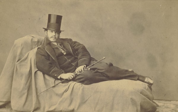 Full figure reclining self portrait of Adrien Tournachon; Adrien Alban Tournachon, French, 1825 - 1903, about 1858; Albumen