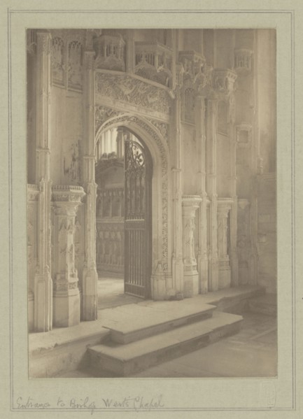 Entrance to Bishop West's Chapel; Frederick H. Evans, British, 1853 - 1943, 1897; Platinum print; 15.5 x 11 cm