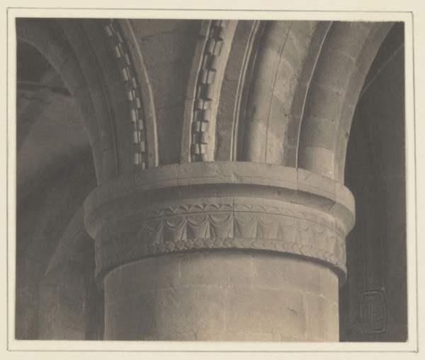 Southwell Cathedral - Nave, Norman Capital; Frederick H. Evans, British, 1853 - 1943, 1898; Platinum print; 8.9 x 10.9 cm