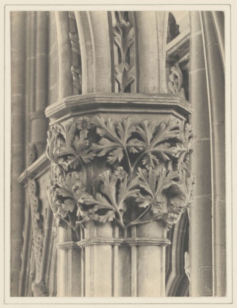 Southwell Cathedral - Chapter House Entrance Capital; Frederick H. Evans, British, 1853 - 1943, 1898; Platinum print; 11.4 x 8.