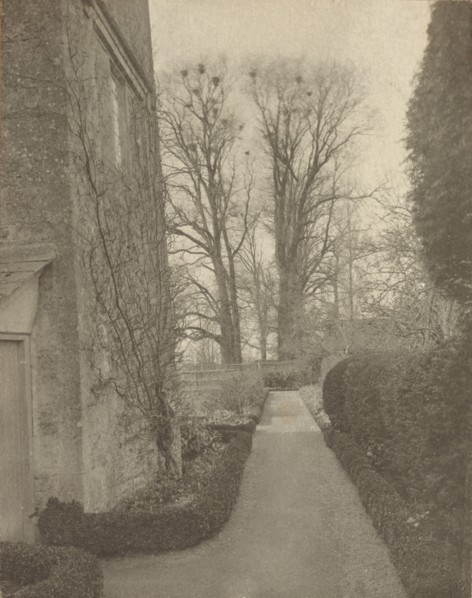 Kelmscott Manor: In the Garden; Frederick H. Evans, British, 1853 - 1943, 1896; Platinum print; 18.3 x 14.3 cm