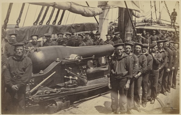 Pivot Gun and Crew, U.S. Ship Pocahontas, Edisto Island, South Carolina; Henry P. Moore, American, 1835 - 1911, South Carolina
