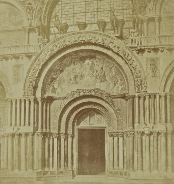 Doorway, Saint Mark's Basilica; Venice, Italy, Europe; about 1855 - 1865; Albumen silver print