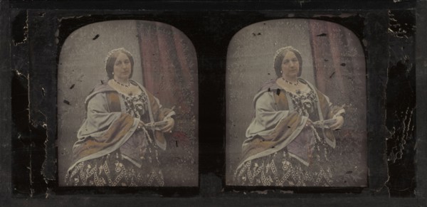 Portrait of a Well-to-do, Well-dressed Woman; Antoine Claudet, French, 1797 - 1867, 1852 - 1860; Stereograph, daguerreotype