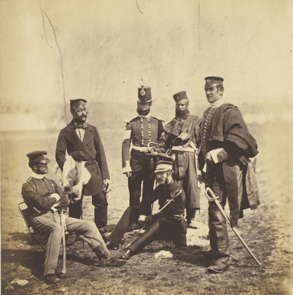Brigadier General Van Straubenzee & Officers of the Buffs; Roger Fenton, English, 1819 - 1869, 1855; published March 25, 1856