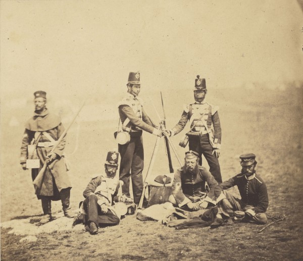 English Infantry Piling Arms; Roger Fenton, English, 1819 - 1869, 1855; published November 19, 1855; Salted paper print