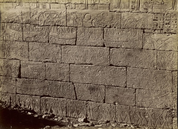 Medinet Habu, Naval Combat , Medinet Habout, Combat Naval; Antonio Beato, English, born Italy, about 1835 - 1906, 1880 - 1889