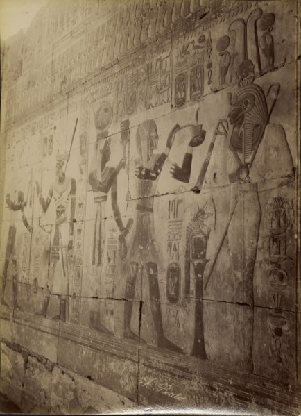 Abydos, Censing of Seti , Abydos, Encensement de Seti; Antonio Beato, English, born Italy, about 1835 - 1906, 1880 - 1889