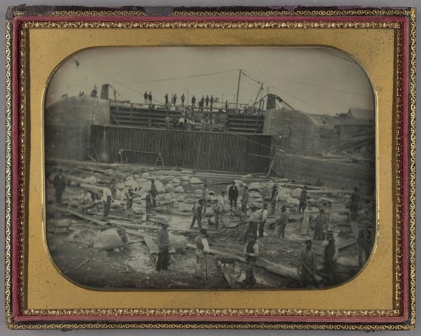 Canal Construction Scene; American; about 1850; Daguerreotype