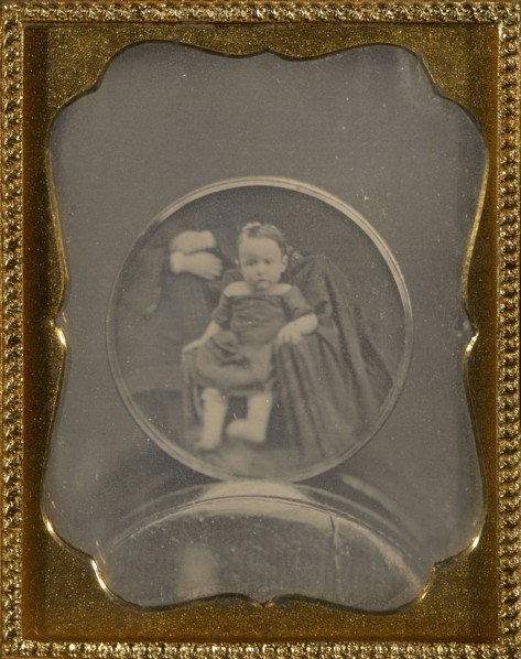 Copy daguerreotype of a circular daguerreotype portrait of a child; American; 1850s; Daguerreotype