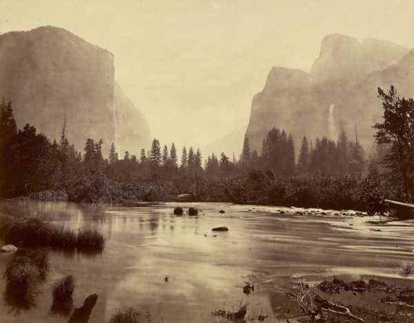 Valley of the Yosemite, from Rocky Ford; Eadweard J. Muybridge, American, born England, 1830 - 1904, 1872; Albumen silver print