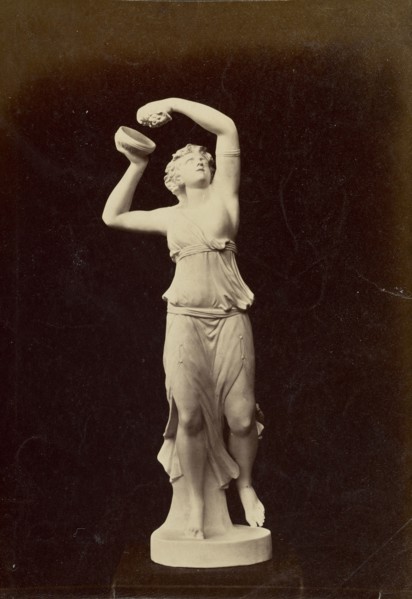 Statue of female figure with bowl; about 1870 - 1890; Albumen silver print