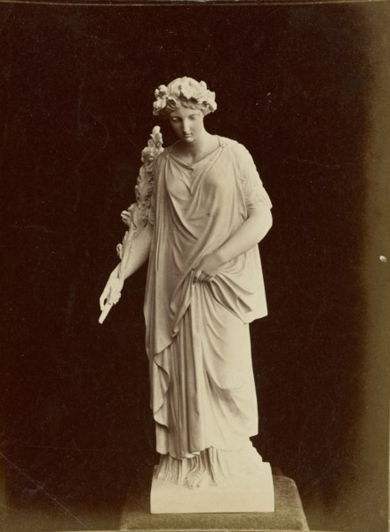 Statue of woman with branch; about 1870 - 1890; Albumen silver print