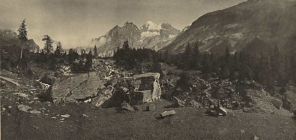 Alpine Landscape; Adolphe Braun, French, 1811 - 1877, 1865 - 1870; Carbon print; 22.2 x 46.8 cm 8 3,4 x 18 7,16 in