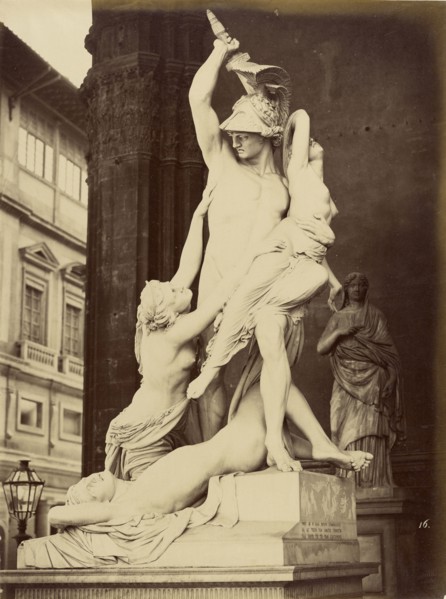 View of Pio Fedi's  Rape of Polyxena , 1866, Fratelli Alinari, Italian, founded 1852, Florence, Italy; 1866 - 1875; Albumen