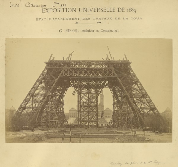 Construction of the shafts of the first level; Louis-Émile Durandelle, French, 1839 - 1917, March 26, 1888; Albumen silver
