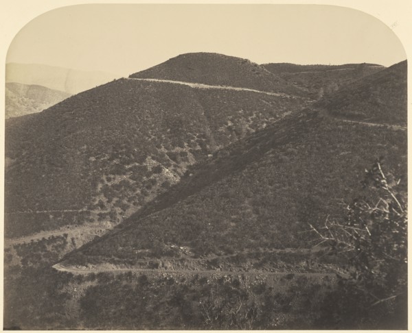Railroad Down the Mountain; Carleton Watkins, American, 1829 - 1916, 1860; Salted paper print; 34.1 x 42.2 cm