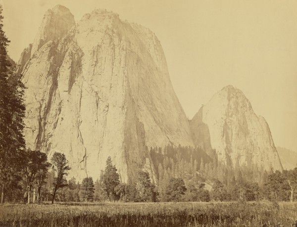 Cathedral Rocks, 2600 feet high; Carleton Watkins, American, 1829 - 1916, 1865 - 1866; Albumen silver print