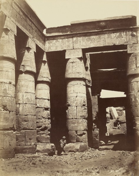 Interieur de la lere cour du Temple de Ramesses III a Karnak Thebes; Félix Bonfils, French, 1831 - 1885, Thebes, Egypt; 1872