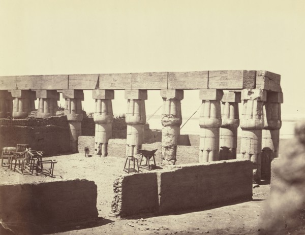 Temple de Louksour. Vue generale des colonnades du milieu Thebes; Félix Bonfils, French, 1831 - 1885, Thebes, Egypt; 1872
