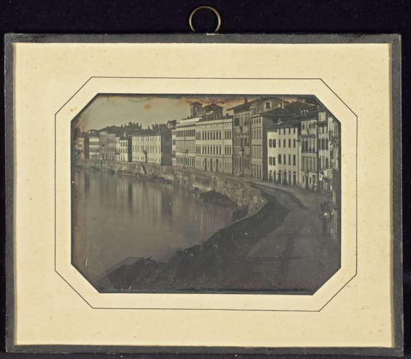 View of Pisa along the Arno River; French; May 1844; Daguerreotype