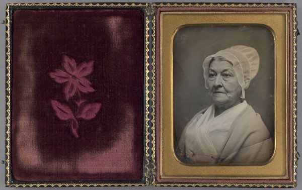 Portrait of an Elderly Woman in an Amish-like Bonnet; American; 1855; Daguerreotype