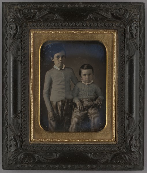 Portrait of Two Boys; American; about 1854; Hand-colored Daguerreotype