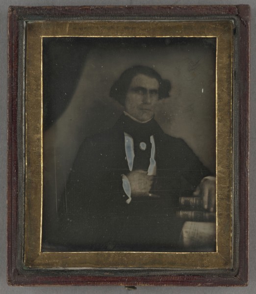 Portrait of a Man with Books; American; about 1840; Daguerreotype