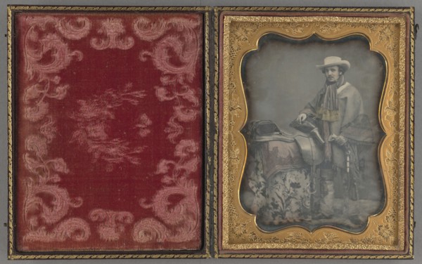 Portrait of a Man with a Saddle; American; 1850–1854; Daguerreotype, hand-colored