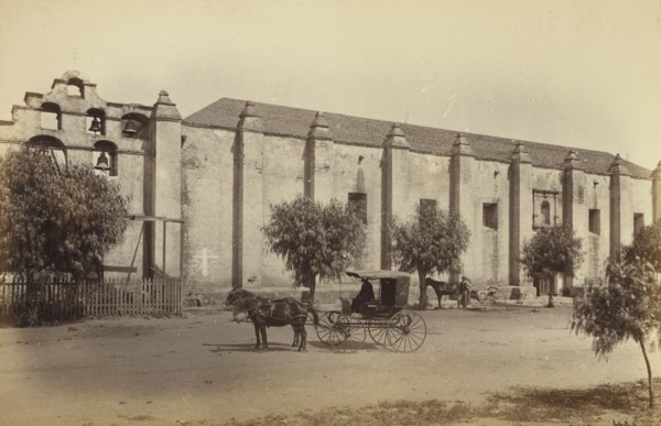 San Gabriel Mission, Cal; Carleton Watkins, American, 1829 - 1916, San Gabriel, California, United States; 1875 - 1885; Albumen