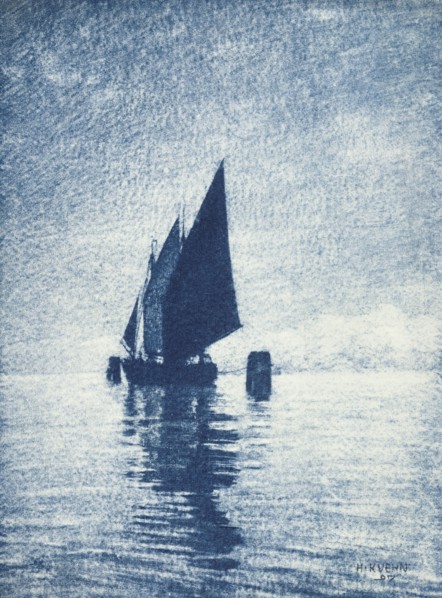 Moored Sailboat; Heinrich Kühn, Austrian, born Germany, 1866 - 1944, 1907; Gum bichromate print; 38.4 x 28.6 cm