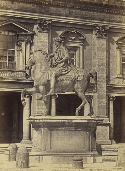 Equestrian statue of Marcus Aurelius - Rome; Tommaso Cuccioni, Italian, 1790 - 1864, 1850 - 1859; Albumen silver print