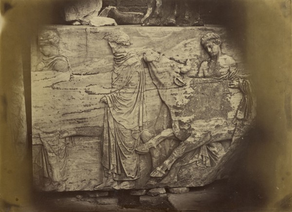 Athens - sculptural fragment, Parthenon frieze; Dimitrios Constantin, Greek, active 1858 - 1860s, 1865; Albumen silver print