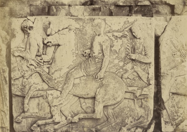 Athens - sculptural fragment, Parthenon frieze; Dimitrios Constantin, Greek, active 1858 - 1860s, 1865; Albumen silver print