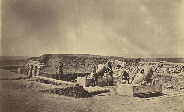 Mortar Batteries in front of Picquet House, Light Division; Roger Fenton, English, 1819 - 1869, 1855; Salted paper print