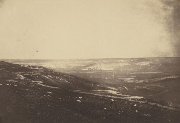 Plains of Balaklava I; Roger Fenton, English, 1819 - 1869, 1855; Salted paper print; 16.5 x 24.3 cm 6 1,2 x 9 9,16 in